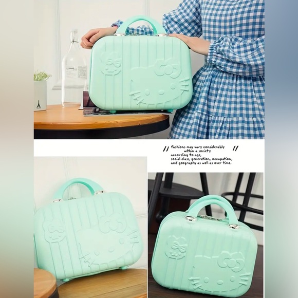 Brand New Hello Kitty 14-inch Waterproof ABS Cosmetic Travel Case (mint green) - Picture 2 of 5